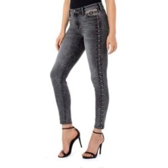 Liverpool black acid washed Abby‎ Ankle High Rise Ankle Skinny Jeans - Picture 9 of 9